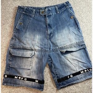 VTG Marithe Francois Girbaud Denim Cargo Shorts Size 36 Y2K Shuttle Tape Baggy